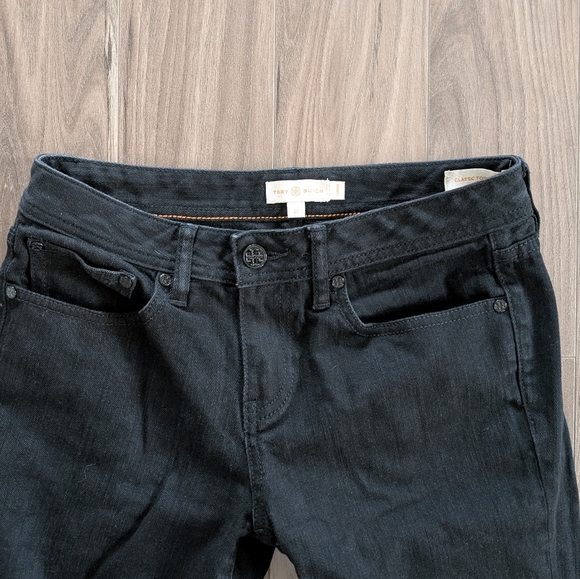 Tory Burch Black Classic Bootcut Black Denim Jeans Low Rise (Size 27 / 4) - Picture 3 of 9